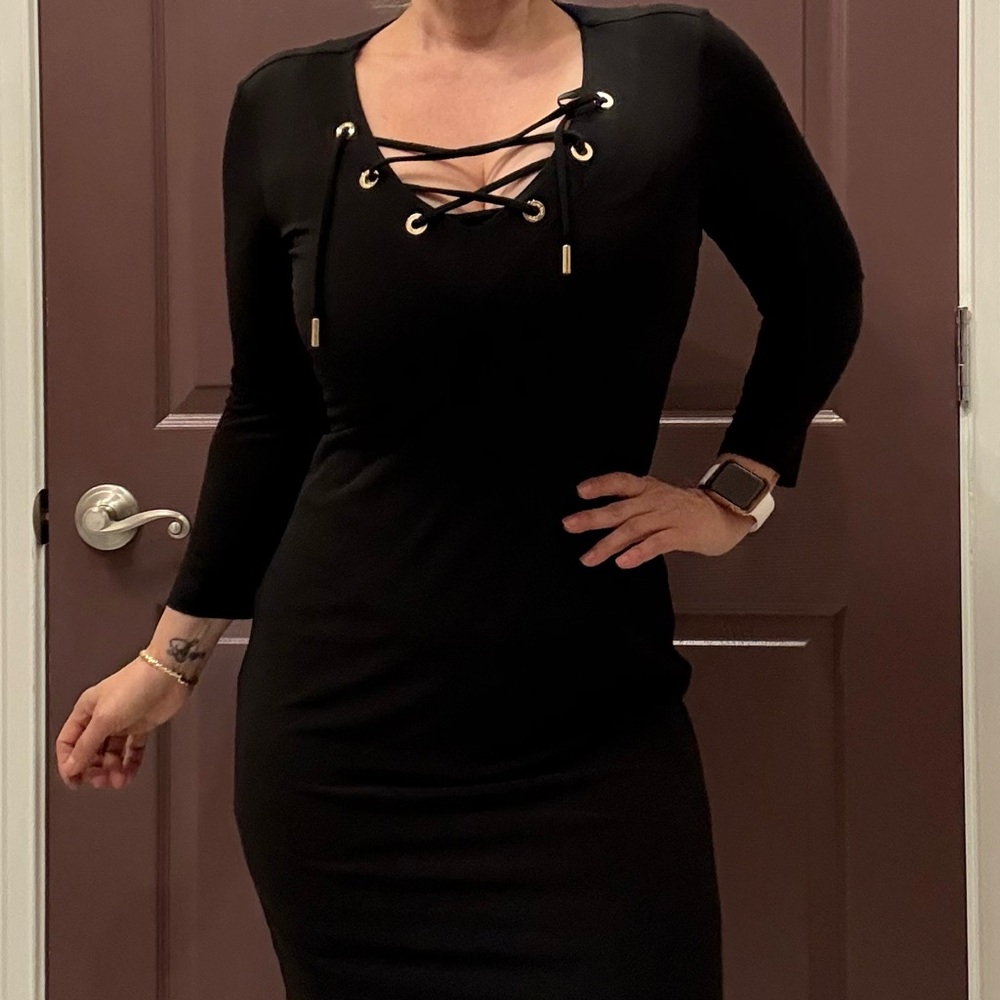 Calvin Klein Black Long Sleeve Bodycon Dress